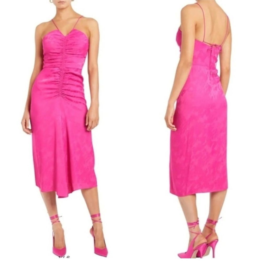 Rebecca Vallance Theresa Center Ruched Jacquard Midi Dress NWT size 8 $695